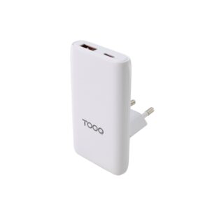 CARGADOR VIAJE MULTICLAVIJA ULTRAFINO USB-C PD + USB-A QC 65W GaN BLANCO