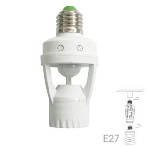 PORTABOMBILLA E27 CON SENSOR MOVIMIENTO IR 360º BLANCO