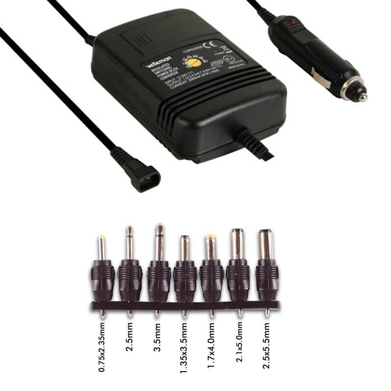 ALIMENTADOR COCHE REGULABLE DC 12V/24V 2000MA 1.5V/12VDC