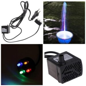 BOMBA SUMERGIBLE AGUA AC 220V 3W 180L/H. CON LEDS