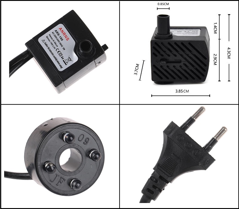 BOMBA SUMERGIBLE AGUA AC 220V 3W 180L/H. CON LEDS - Imagen 3