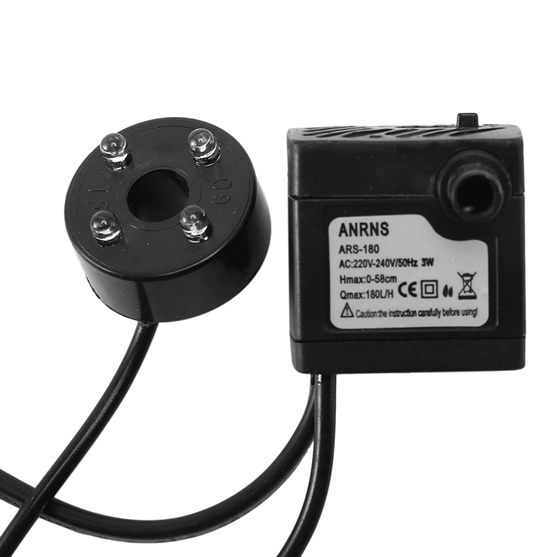 BOMBA SUMERGIBLE AGUA AC 220V 3W 180L/H. CON LEDS - Imagen 4