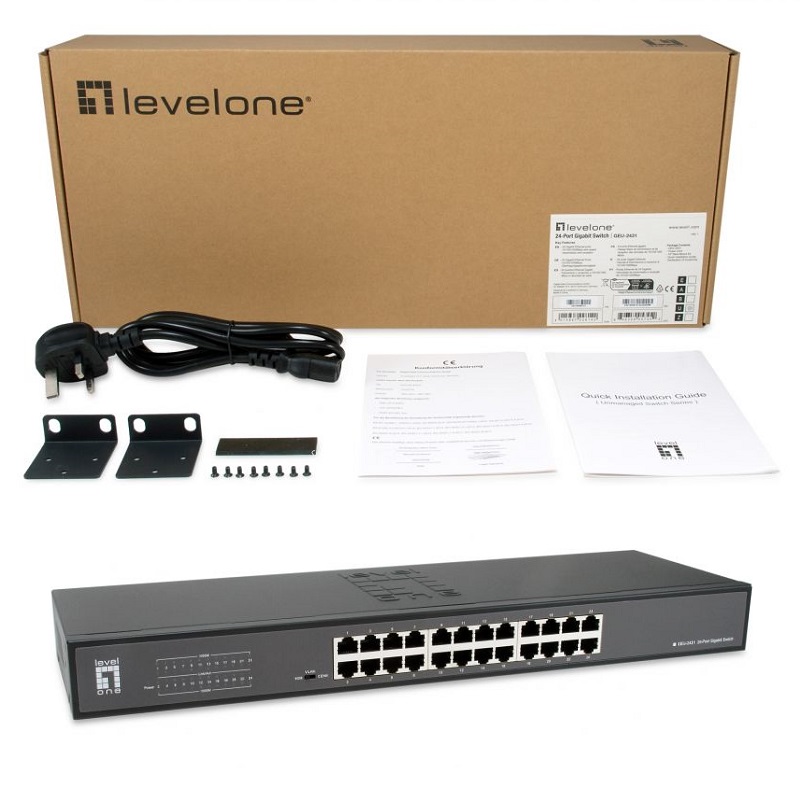 SWITCH GIGABIT ETHERNET 24P LEVELONE AUTOMATICO RACK 19" - Imagen 3