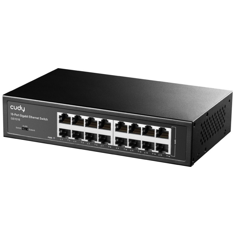 SWITCH ETHERNET 16P GIGABIT AUTO-MDI/MDIX CUDY METÁLICO
