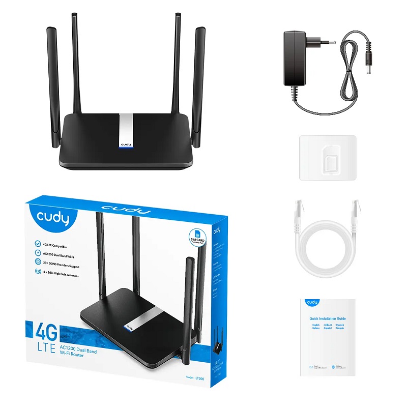 ROUTER WIFI 4G LTE AC1200 DUAL BAND CUDY 4P LAN + RANURA SIM - Imagen 4