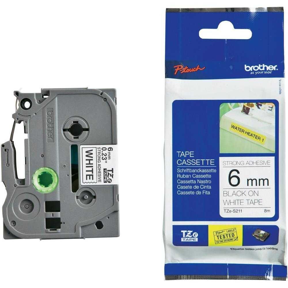 CINTA SUPER ADHESIVA BROTHER 6mm NEGRO/BLANCO 8m - Imagen 3