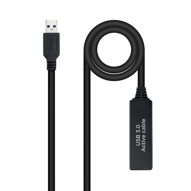 CABLE USB-A 3.0 ALARGADOR M-H AMPLIFICADO NEGRO 5m - Imagen 3