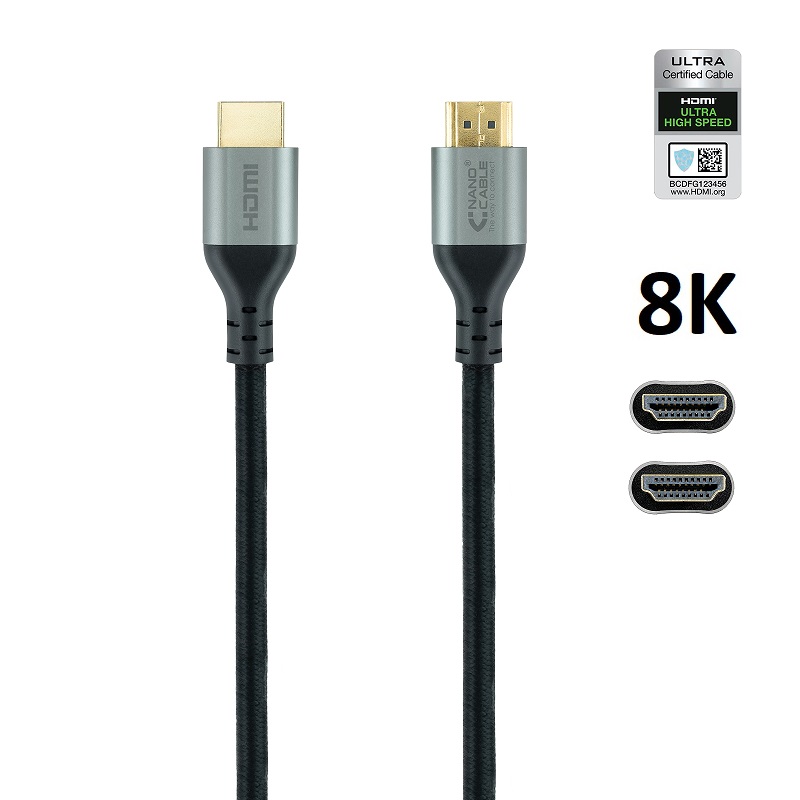CABLE HDMI 2.1 CERTIFICADO M-M 8K@60Hz 1m