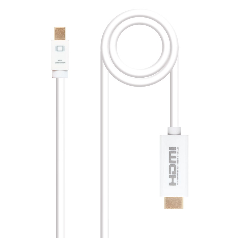 CABLE MINI DP A HDMI 2K&4K M-M BLANCO 2M - Imagen 3