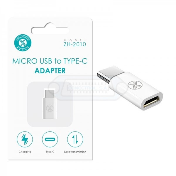 ADAPTADOR MICRO USB A USB-C DATOS/CARGA BLANCO