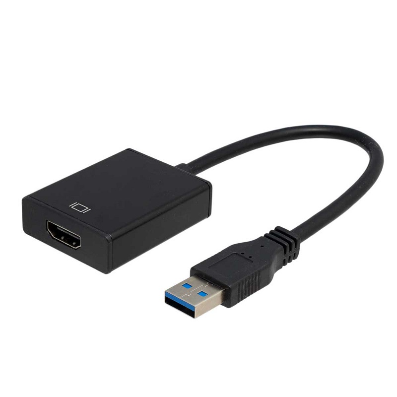 ADAPTADOR USB-A 3.0 - HDMI 1080P HEMBRA NEGRO CABLE 0.15m