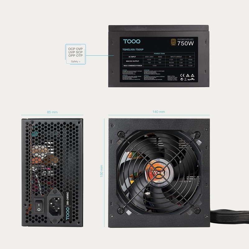 FUENTE ATX 750W TOOQ HELIOS-750SP 80 PLUS BRONZE - Imagen 3