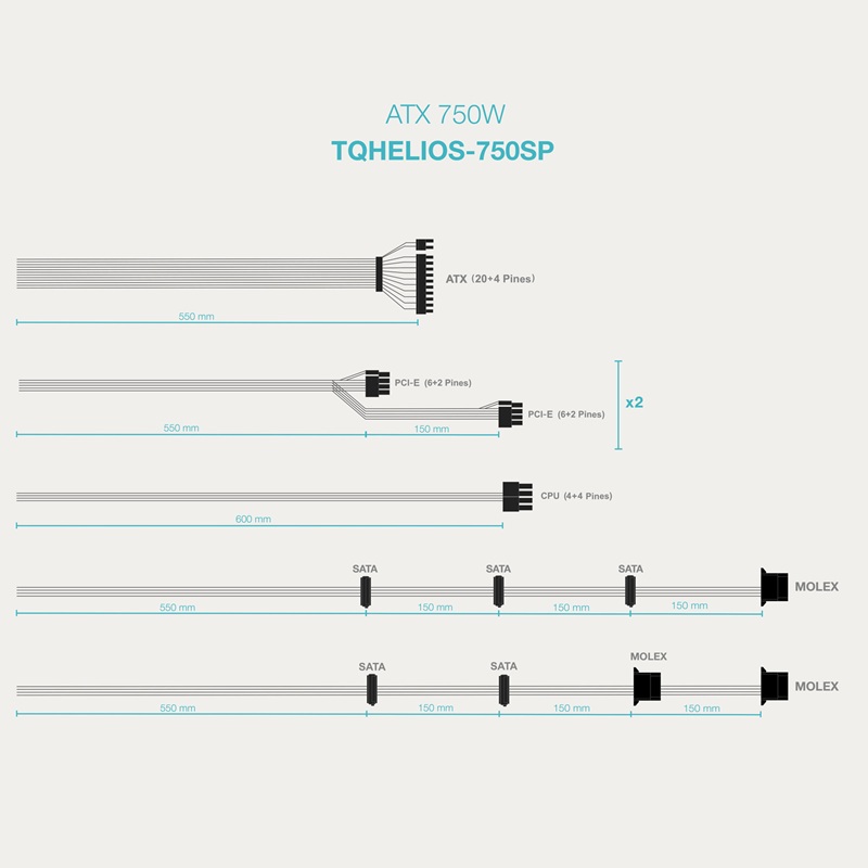 FUENTE ATX 750W TOOQ HELIOS-750SP 80 PLUS BRONZE - Imagen 4
