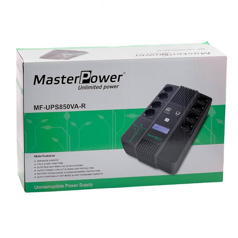 SAI 850VA (480W) MASTER POWER OFFLINE AIO LCD + 8x SCHUKO + USB - Imagen 3