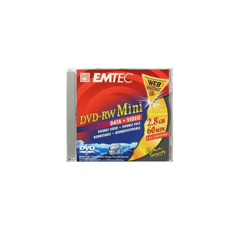 DVD-RW MINI 8CM DOBLE CARA 2.8GB 2X CAJA SLIM