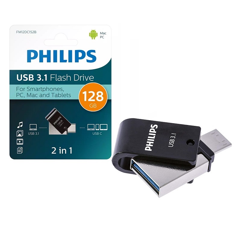 MEMORIA USB 3.1 2EN1 128GB PHILIPS DUAL USB-A/ USB-C