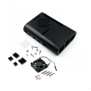 KIT CAJA ABS NEGRA RASPBERRY PI 4 + VENTILADOR + DISIPADORES