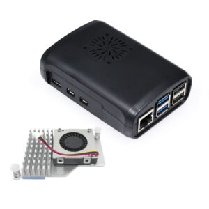 KIT CAJA ABS NEGRA RASPBERRY PI 5 + VENTILADOR CON DISIPADOR
