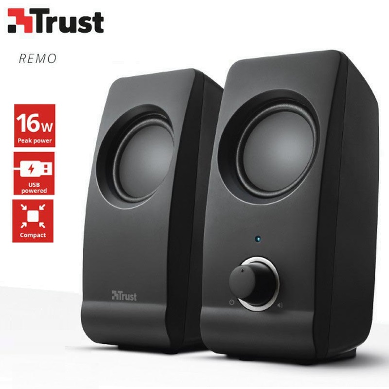ALTAVOCES TRUST REMO 2.0 ESTEREO 8W USB + JACK 3.5MM