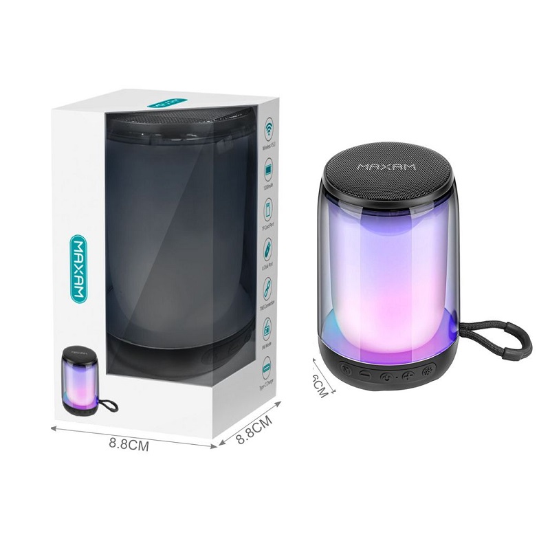 ALTAVOZ WIRELESS PORTÁTIL MAXAM 7W LUZ, FM, USB/TF NEGRO