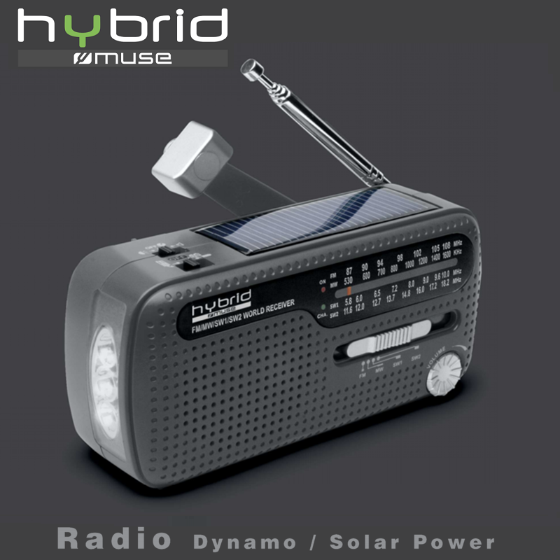 RADIO ANALÓGICA MULTIGAMA MUSE HÍBRIDA CARGA SOLAR/DINAMO