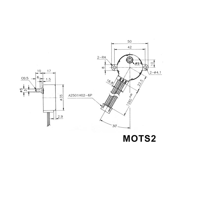 MOTOR PASO A PASO 12VDC 60mA (ÁNGULO 7.5° / 48 PASOS) - Imagen 3