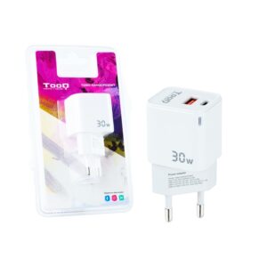 CARGADOR PARED USB-C PD + USB-A QC 30W TOOQ GaN BLANCO