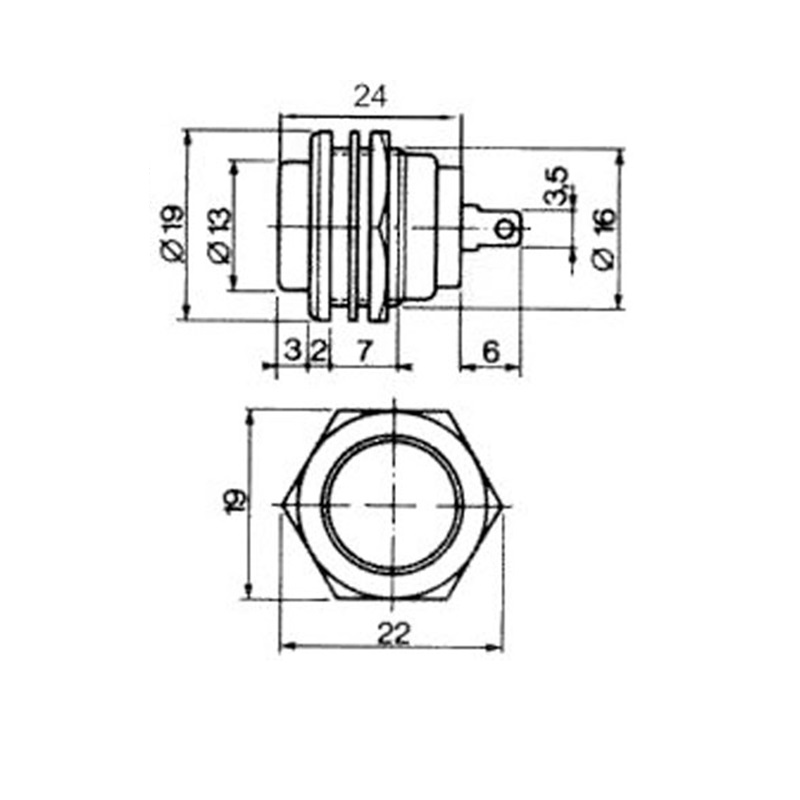 PULSADOR METÁLICO Ø16MM. NO (ABIERTO) NEGRO - Imagen 3
