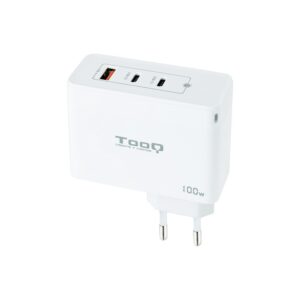 CARGADOR PARED USB-C x2 PD + USB-A QC 100W TOOQ GaN BLANCO