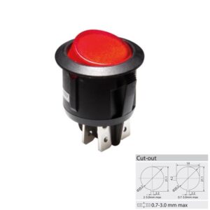 INTERRUPTOR BALANCÍN LUMINOSO ROJO ON-OFF (2Co) 230VAC PRESIÓN