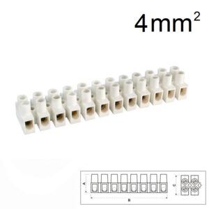 REGLETA CONEXIÓN TORNILLO 12 POLOS 4mm² PA6 BLANCO