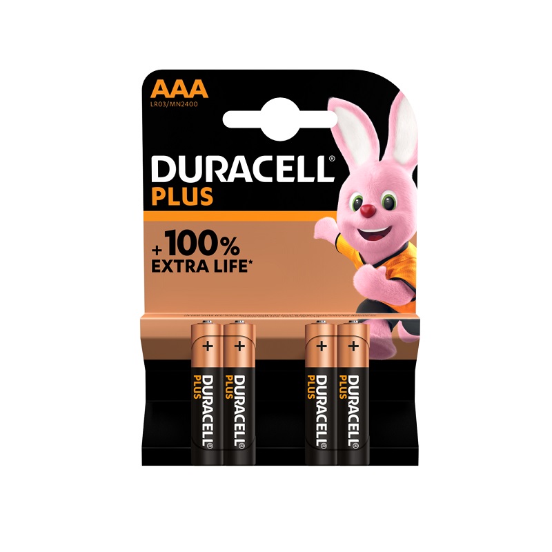 PILA DURACELL PLUS 100 LR03 (AAA) 1.5V ALCALINA PACK 4U