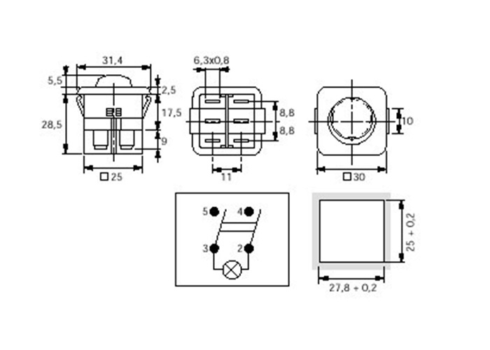 CONMUTADOR BALANCÍN LUMINOSO VERDE 2P. 2C. CUADRADO - Imagen 3