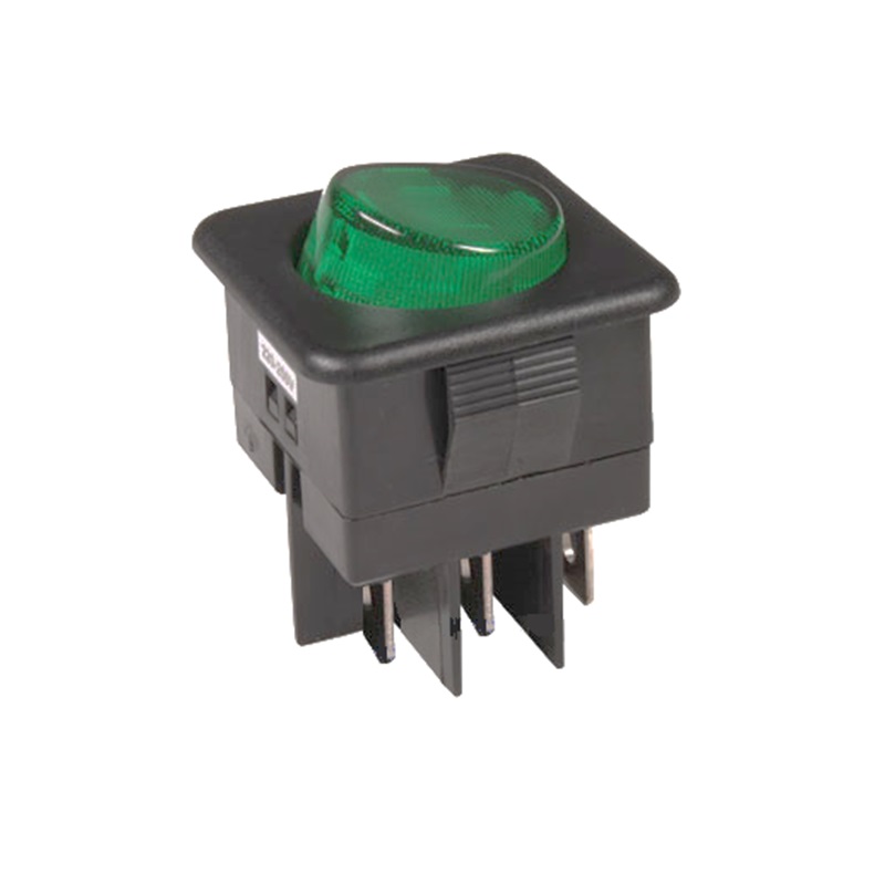 CONMUTADOR BALANCÍN LUMINOSO VERDE 2P. 2C. CUADRADO