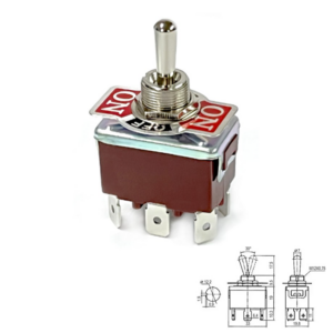 INTERRUPTOR PALANCA 2P (ON-ON) 2Co 15A/250VAC M12 FASTON