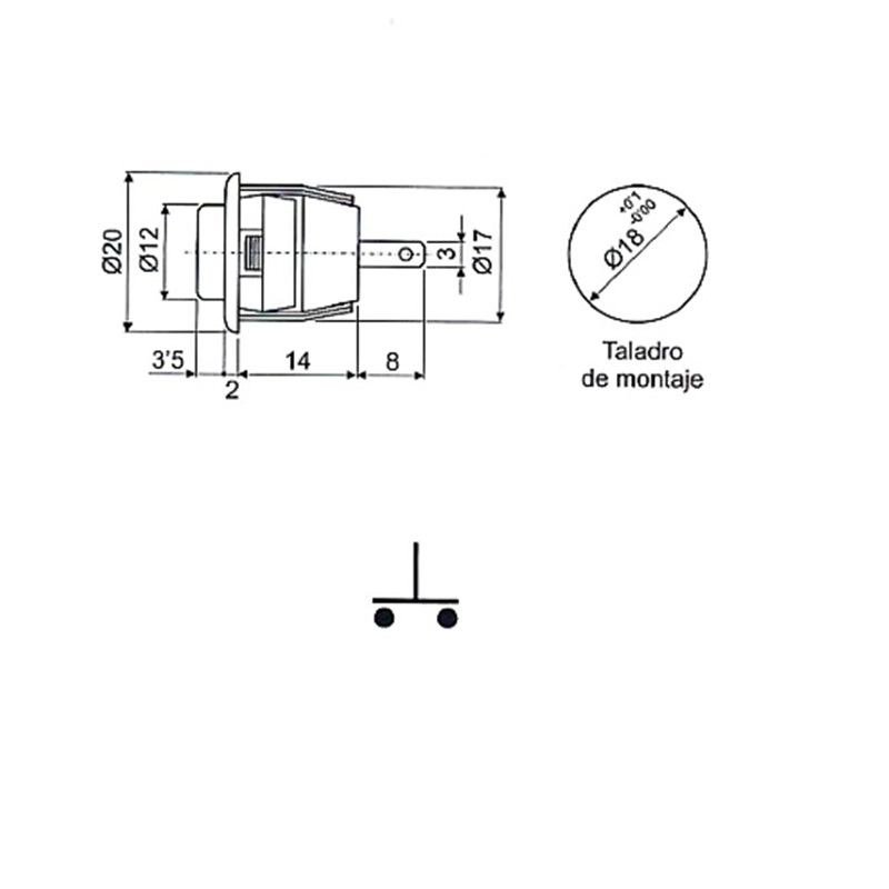 PULSADOR PANEL OFF-ON NO (ABIERTO) 2A/250V NEGRO - Imagen 3