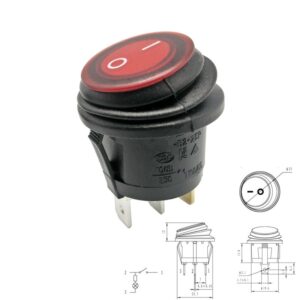 INTERRUPTOR ESTANCO REDONDO ON-OFF Ø25mm LUZ ROJO PANEL