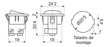 INTERRUPTOR BALANCÍN ON-OFF (1Co) EMPOTRABLE NEGRO - Imagen 3