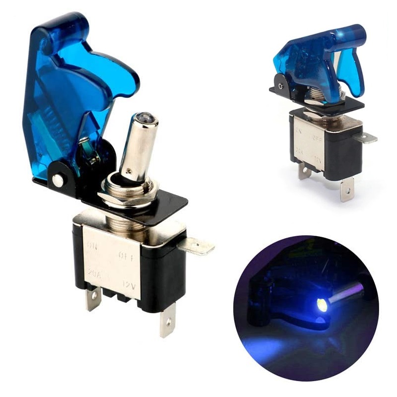 INTERRUPTOR PALANCA ON-OFF LED AZUL 12V CON PROTECTOR