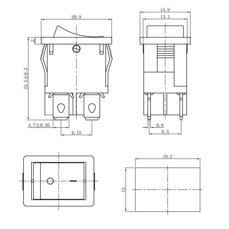INTERRUPTOR BALANCÍN BIPOLAR ON-OFF (2Co) 6A/250V NEGRO - Imagen 4