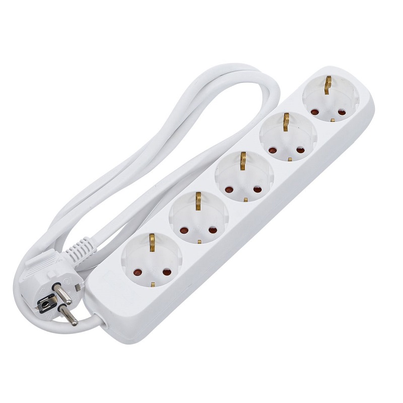 REGLETA ELÉCTRICA 5 SALIDAS SCHUKO, BLANCO, 1.5m