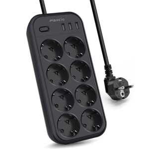 REGLETA ELÉCTRICA 8 SALIDAS SCHUKO + INTERRUPTOR, 3x USB