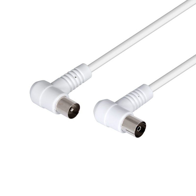 CABLE ANTENA TV MACHO - HEMBRA 90º 1.5m BLANCO