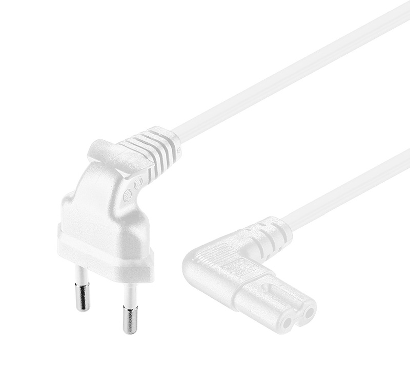 CABLE RED EUROPLUG - IEC C7 (OCHO) ACODADO BLANCO 1.5m