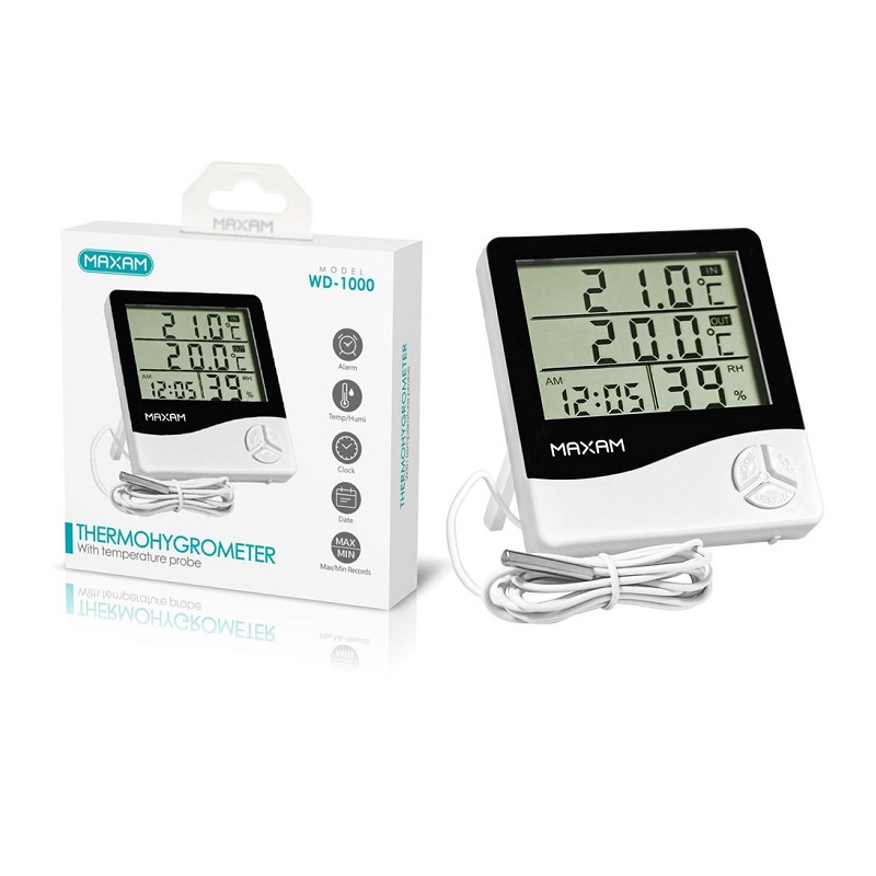 TERMOHIGRÓMETRO DIGITAL MAXAM WD-1000 NEGRO/BLANCO