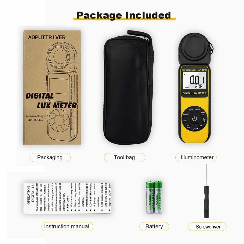 LUXOMETRO DIGITAL 0-400.000 LUX AOPUTTRIVER AP-881D - Imagen 6