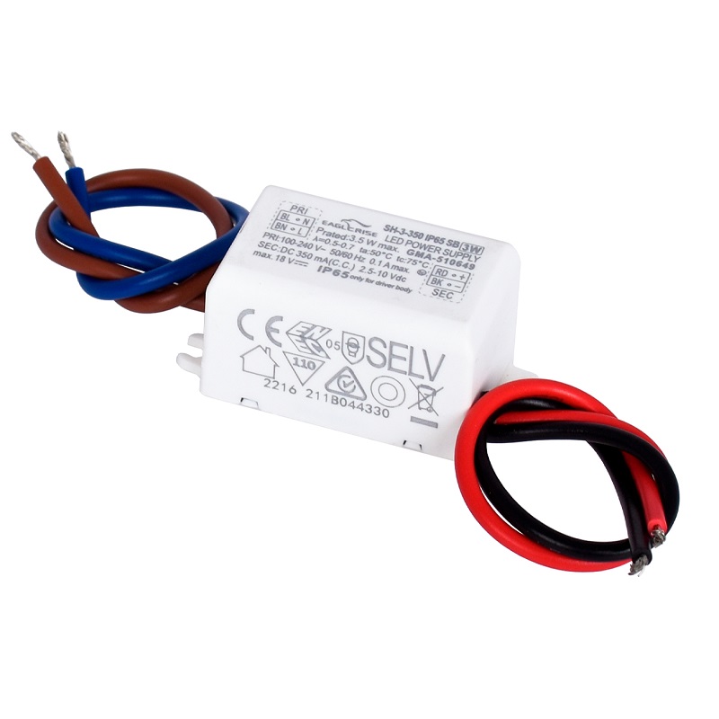 DRIVER LED IP65 DC 2.5...10V 350mA MEAN WELL CORRIENTE CONSTANTE