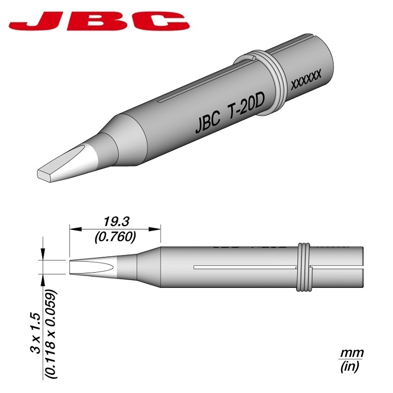 PUNTA SOLDADURA JBC T-20D 3x1.5mm