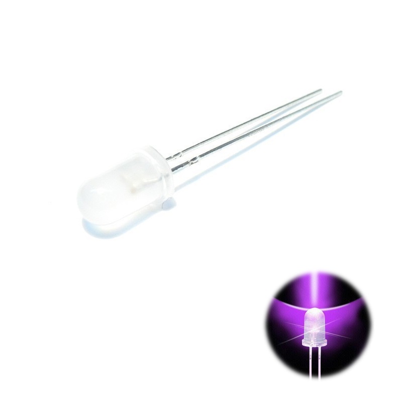 DIODO LED Ø5mm ULTRAVIOLETA 3V 25º 400nM.