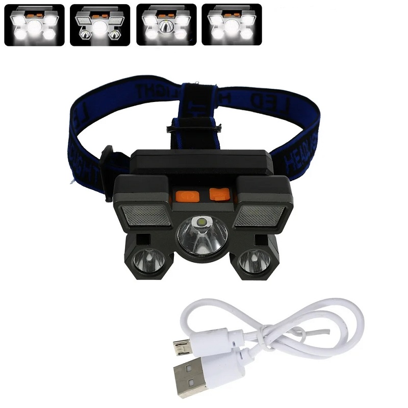 LINTERNA FRONTAL LED RECARGABLE USB 4 MODOS